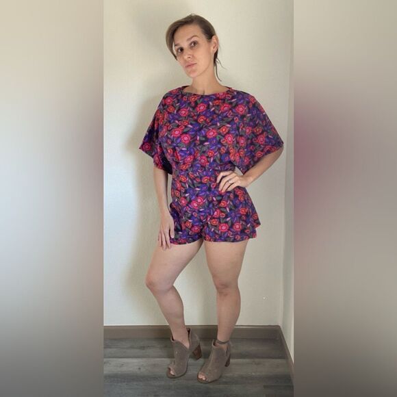 ASOS Romper Floral Red Purple Party Feminine Boho Size 6 - Picture 1 of 12